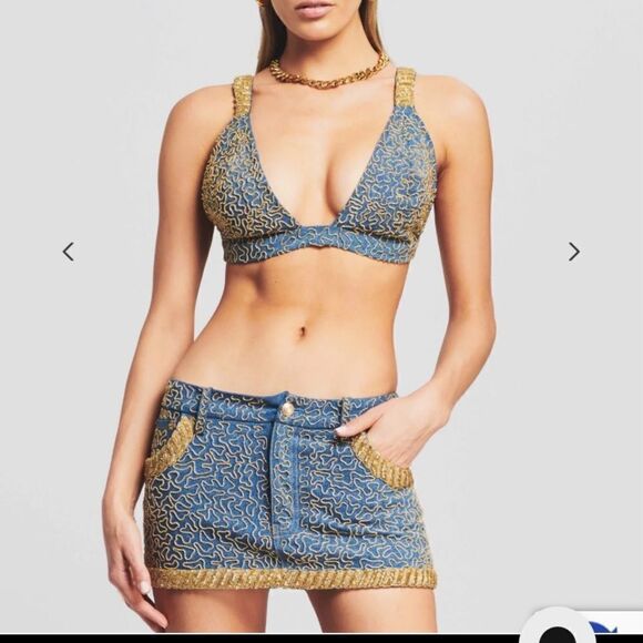 NINA  EMBELLISHED DENIM BRA
Retrofête - Picture 1 of 7